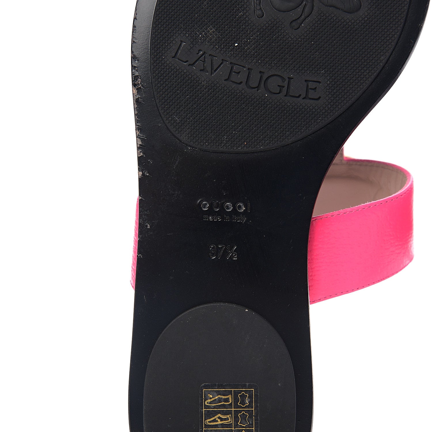 Gucci Calfskin GG Marmont Thong Sandals 37.5 Fuxia Fluo 8 of 9