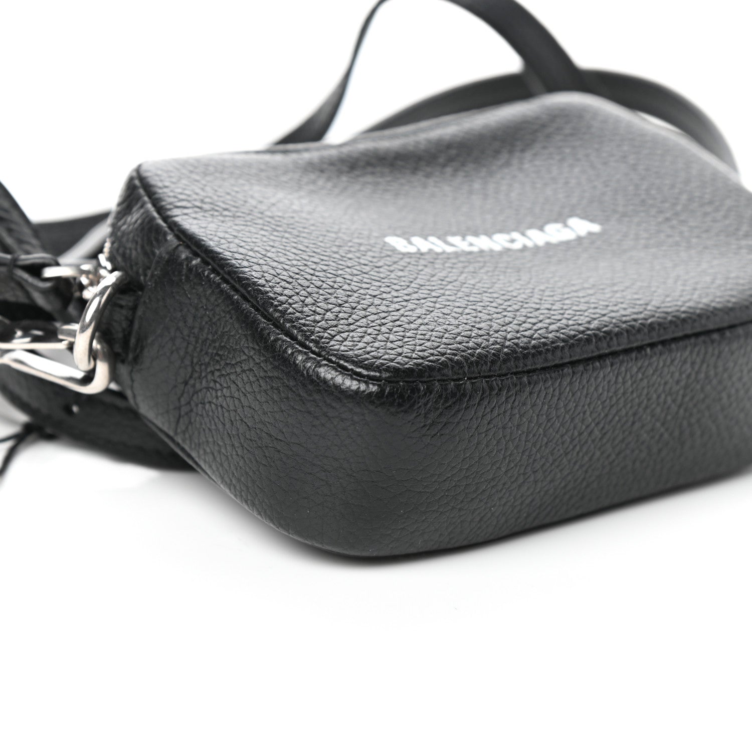 Balenciaga Grained Calfskin Logo Mini Cash Crossbody Pouch Black White 8 of 9