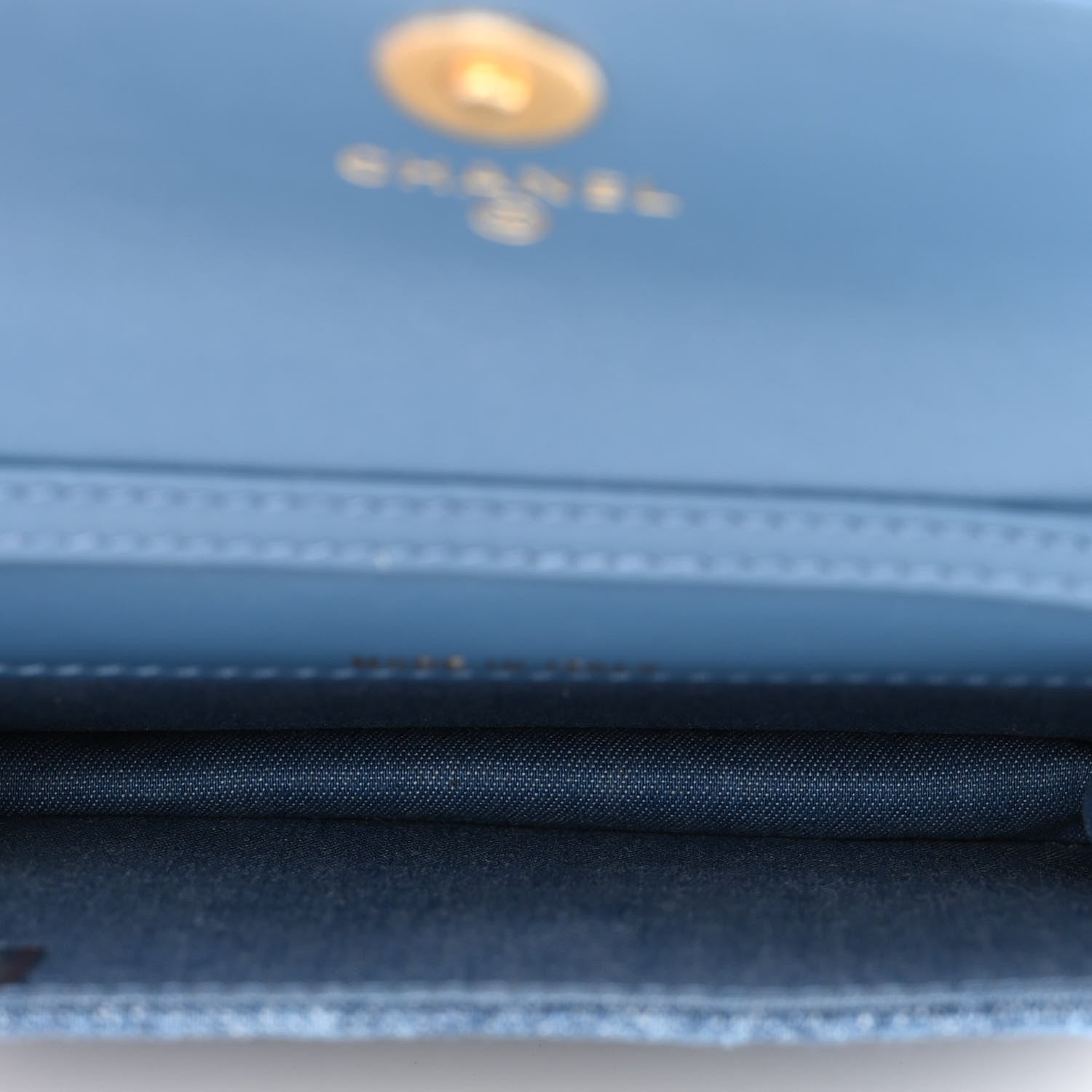 Chanel Denim Quilted CC Pearl Crush Clutch With Chain Blue 5 of 11