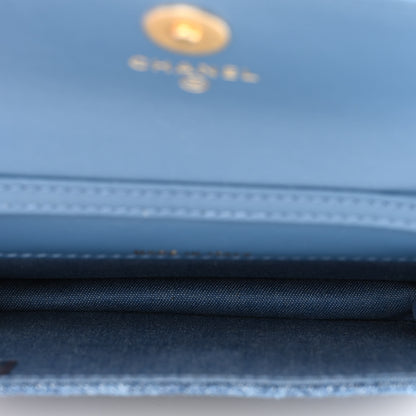 Chanel Denim Quilted CC Pearl Crush Clutch With Chain Blue 5 of 11