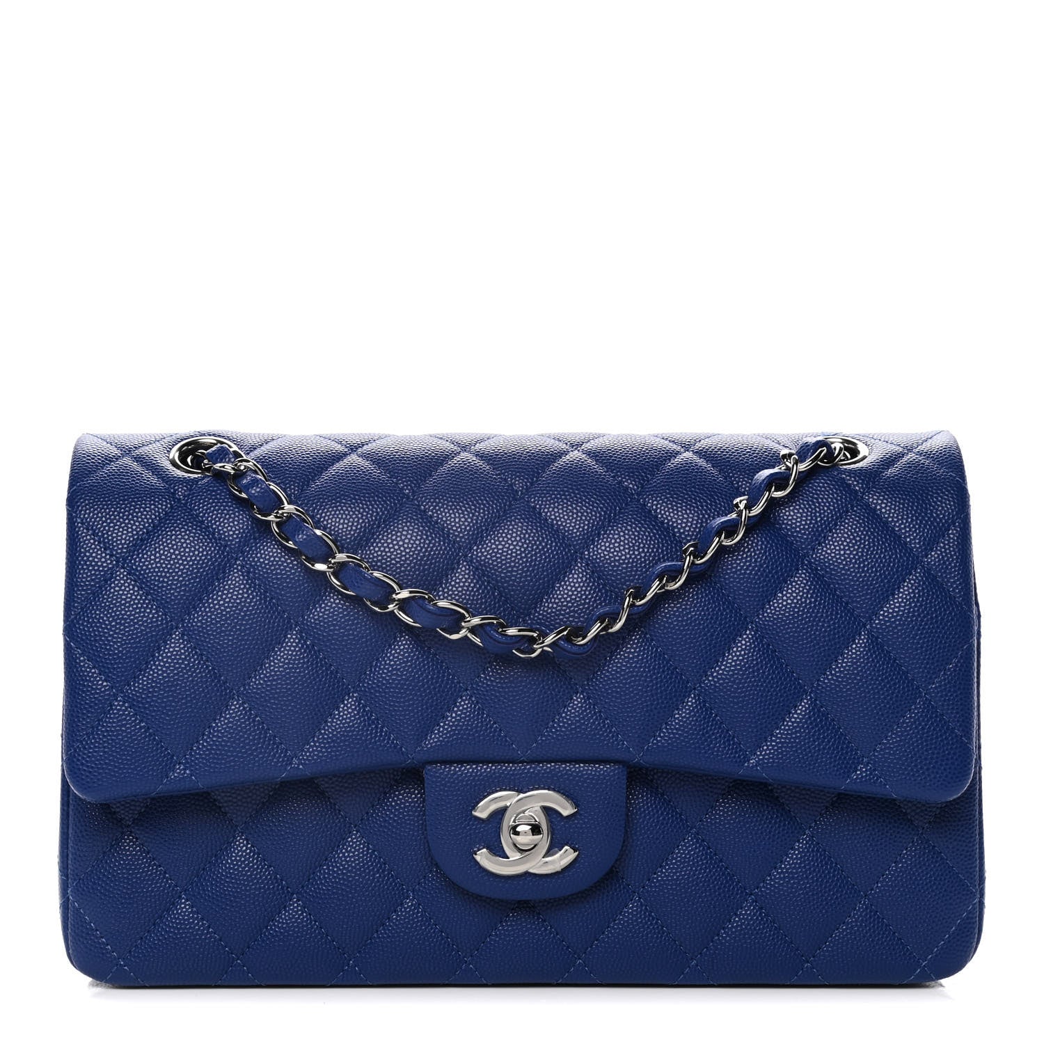 Chanel Caviar Quilted Medium Double Flap Blue 1 of 8