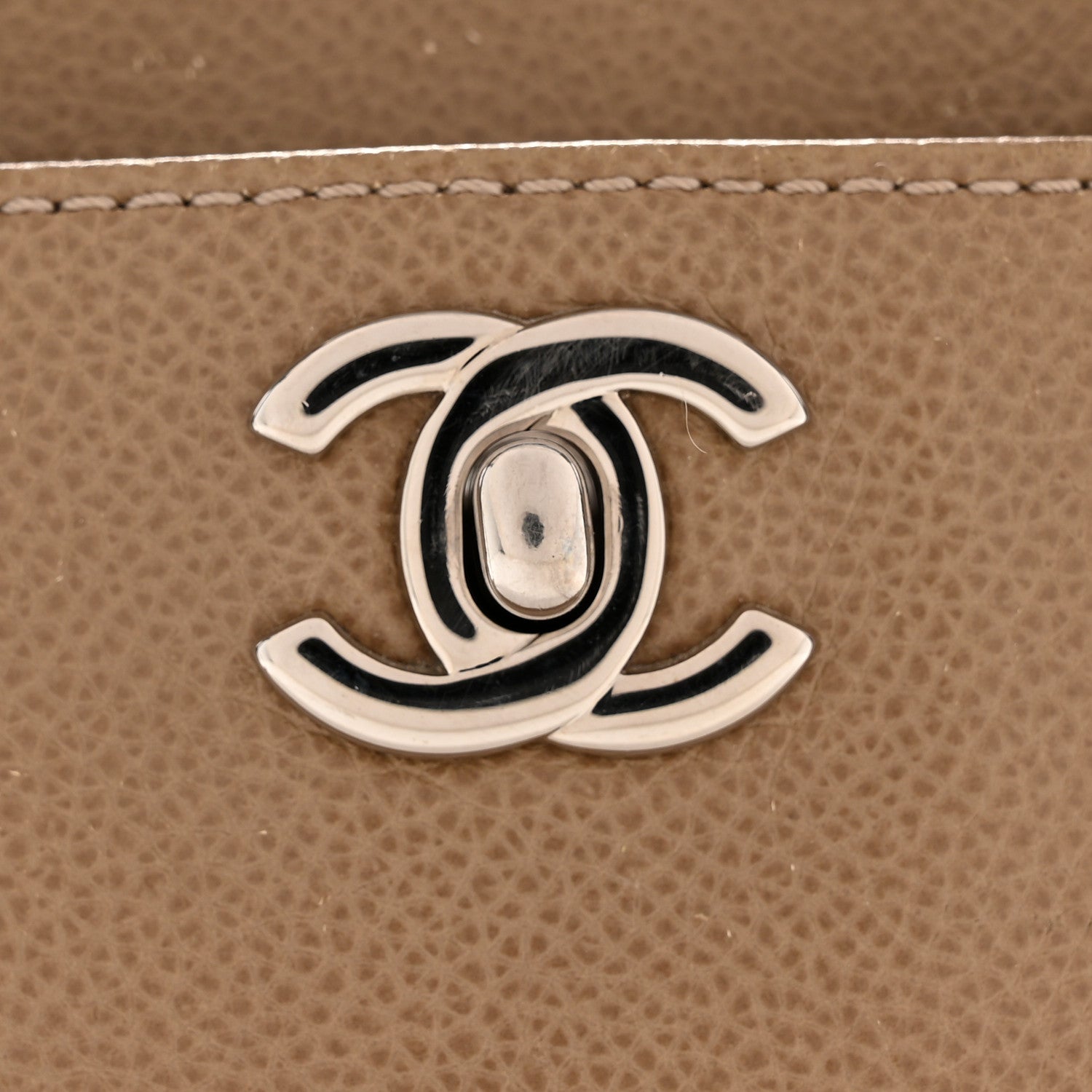 Chanel Calfskin Cerf Executive Shopper Tote Beige Black 12 of 15