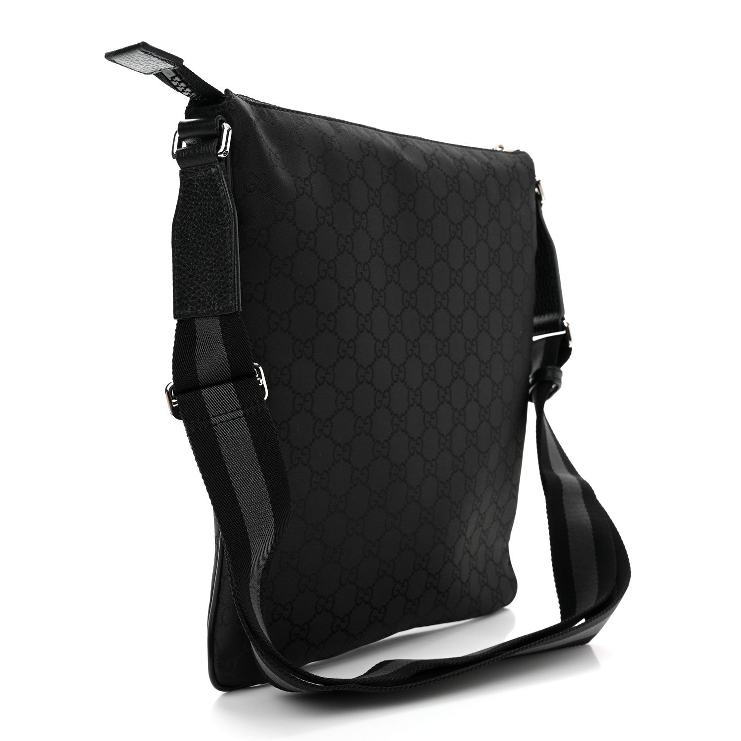 Gucci Nylon Monogram Medium Flat Messenger Bag Black 2 of 9