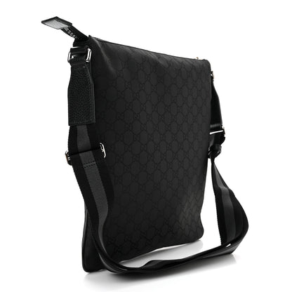 Gucci Nylon Monogram Medium Flat Messenger Bag Black 2 of 9
