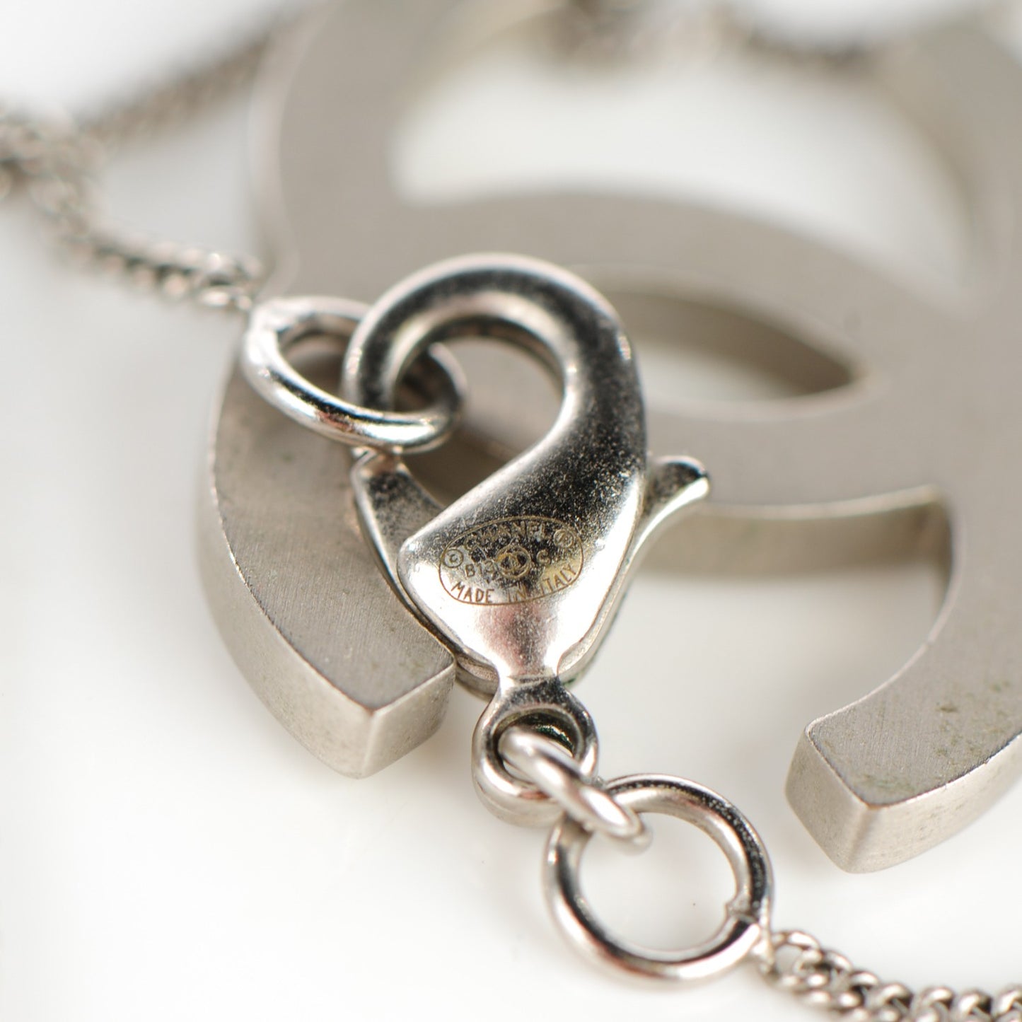 Crystal Baguette CC Necklace Silver