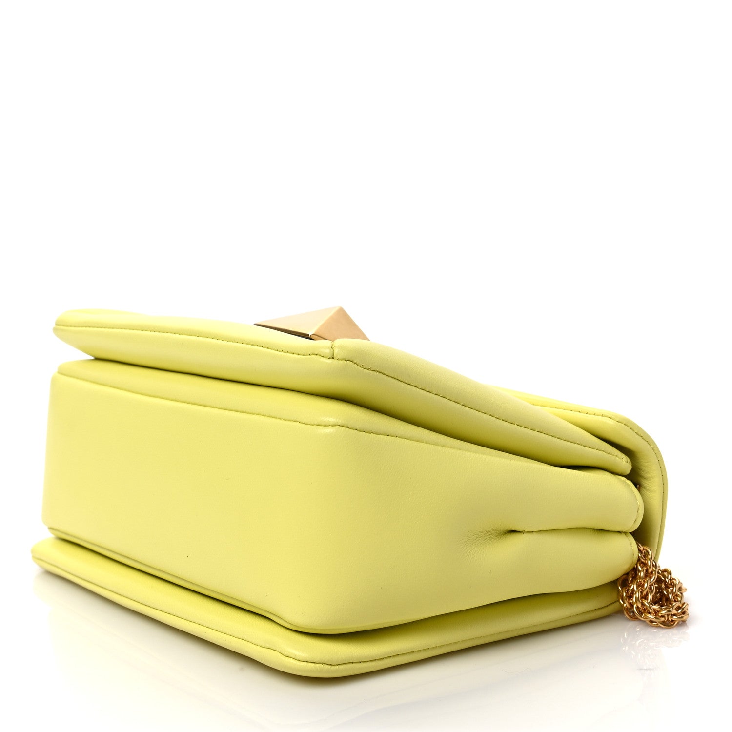 Valentino Garavani Nappa One Stud Chain Clutch Pale Yellow 9 of 9