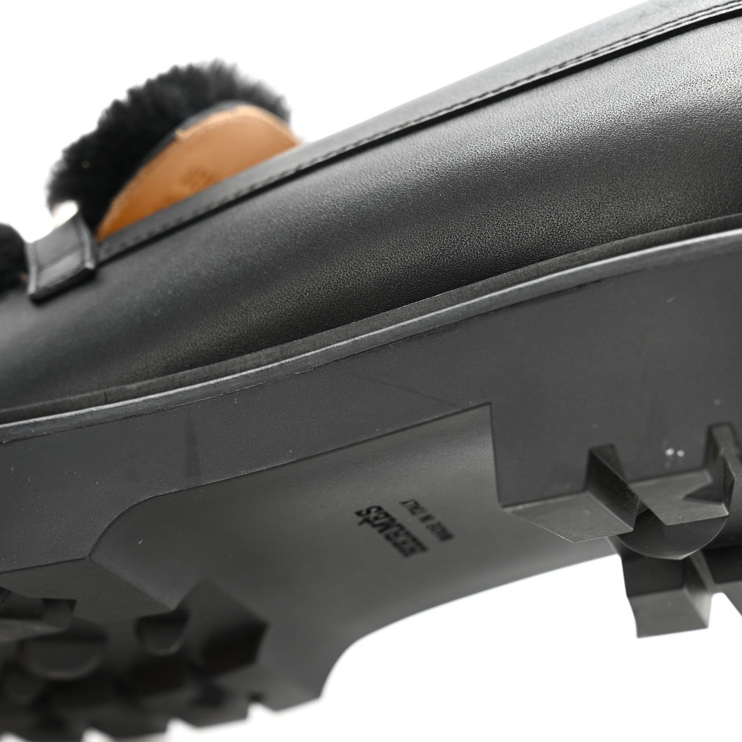 Hermes Calfskin Shearling Icone Loafers 37 Black 1565627