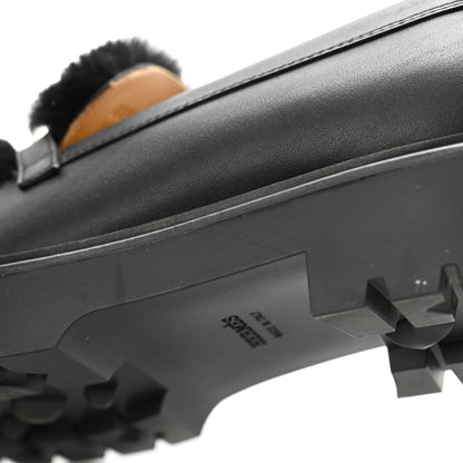 Hermes Calfskin Shearling Icone Loafers 37 Black 10 of 11
