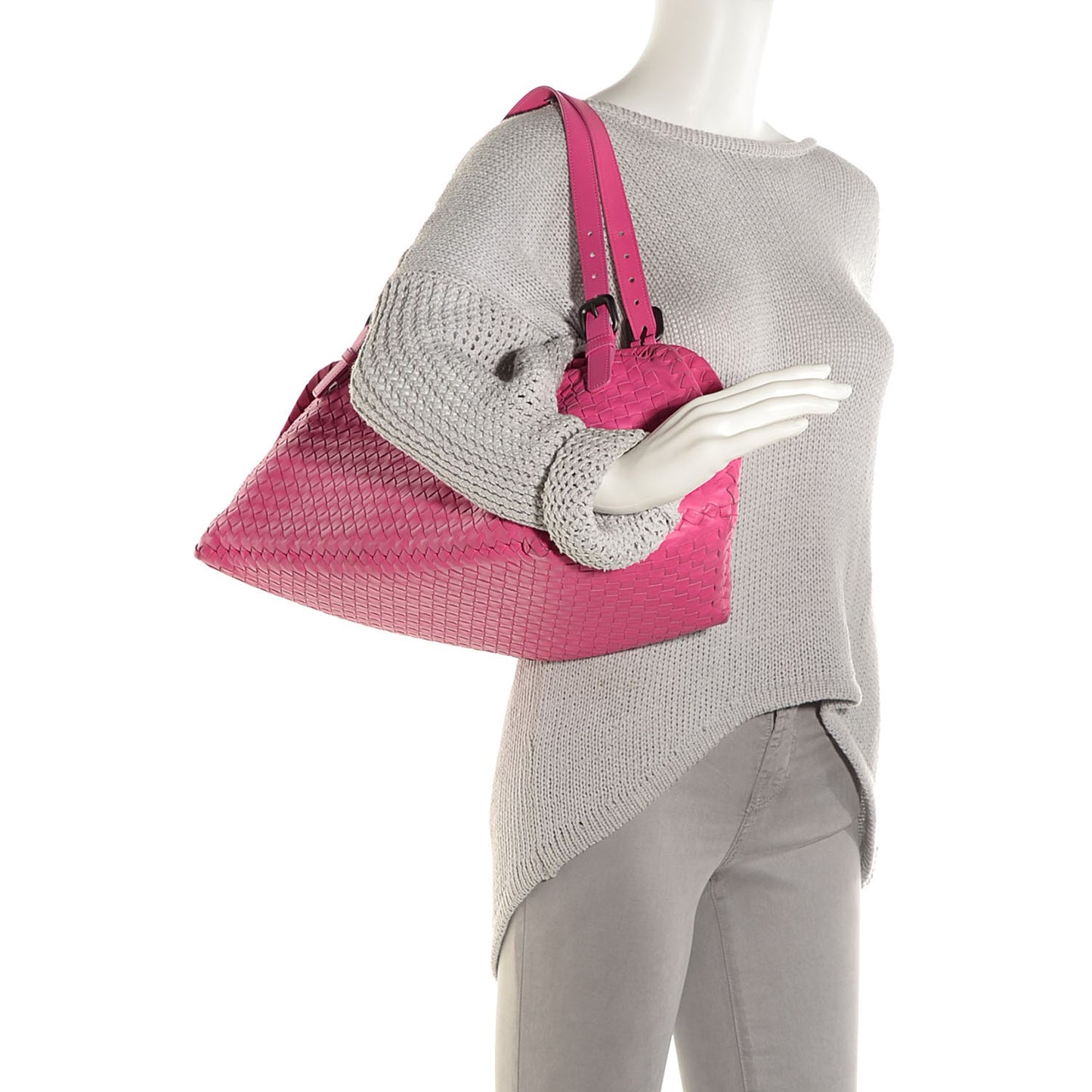 Nappa Intrecciato Large East West Seamless Tote Rosa Shock