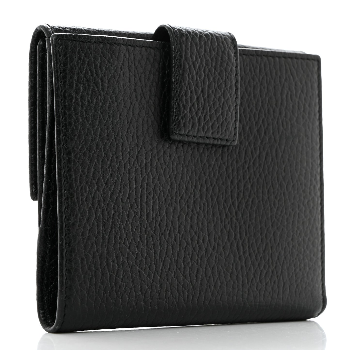 Dollar Calfskin Double G French Flap Wallet Black