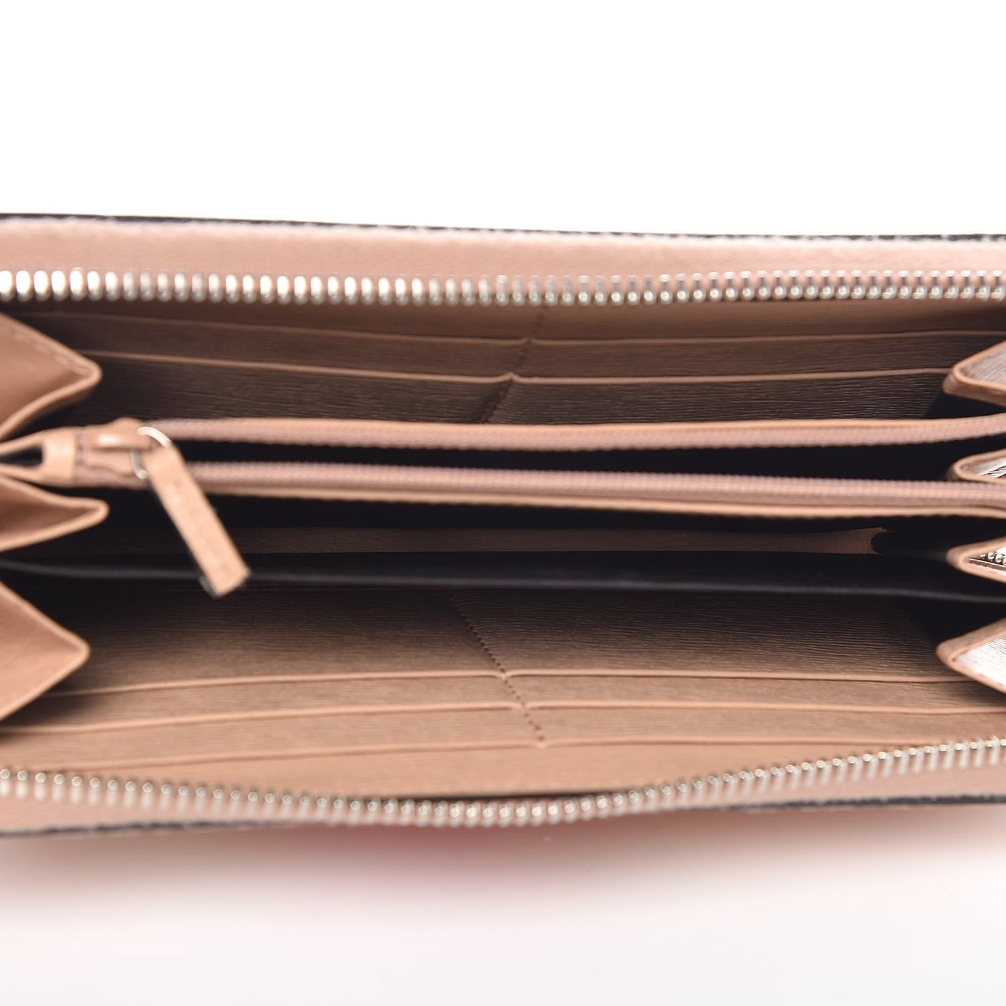 Shangai Calfskin Blooms Print Zip Around Wallet Pink Apricot Multicolor