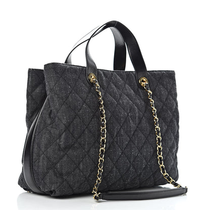Chanel Denim Calfskin Quilted Tote Black 4 of 11