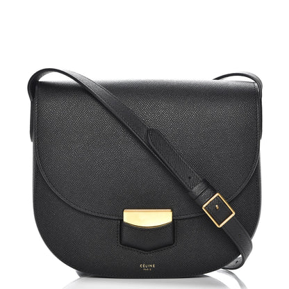 Celine Grained Calfskin Medium Trotteur Black 1 of 7