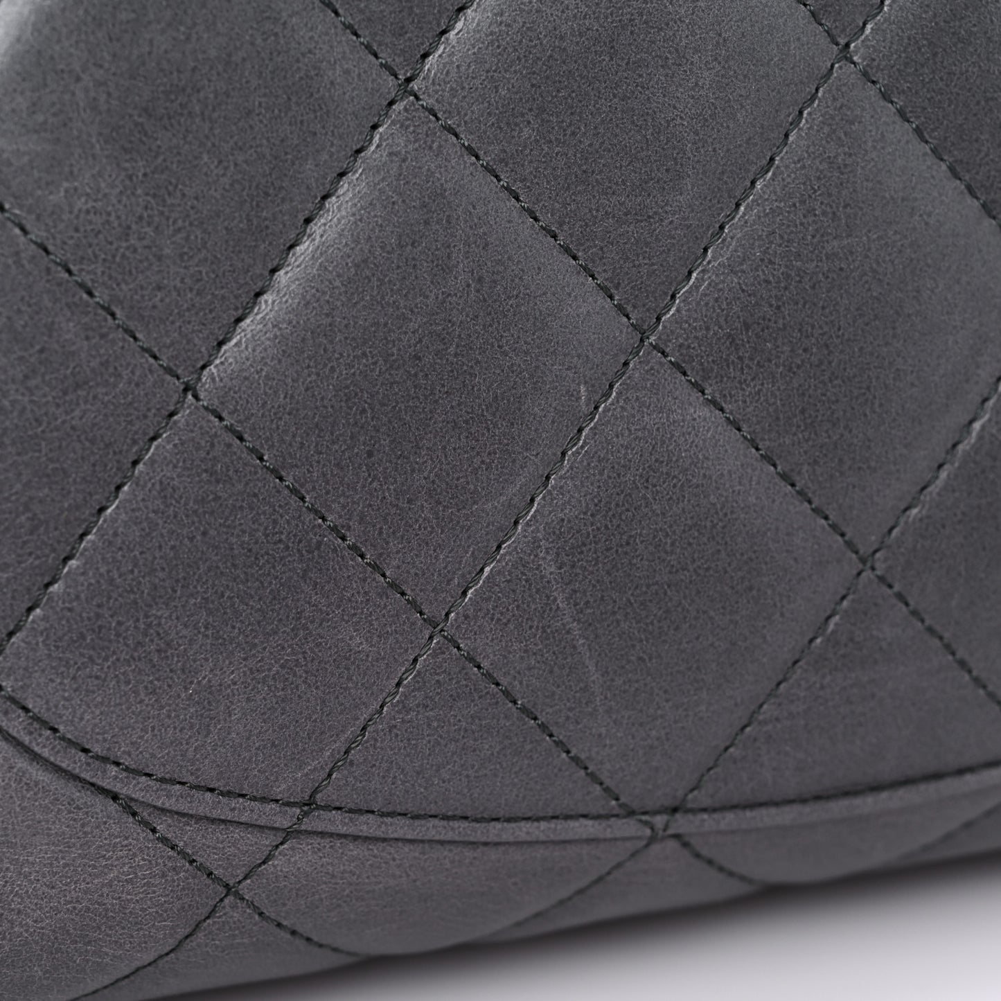 Glazed Calfskin Quilted Large CC Delivery Tote Grey