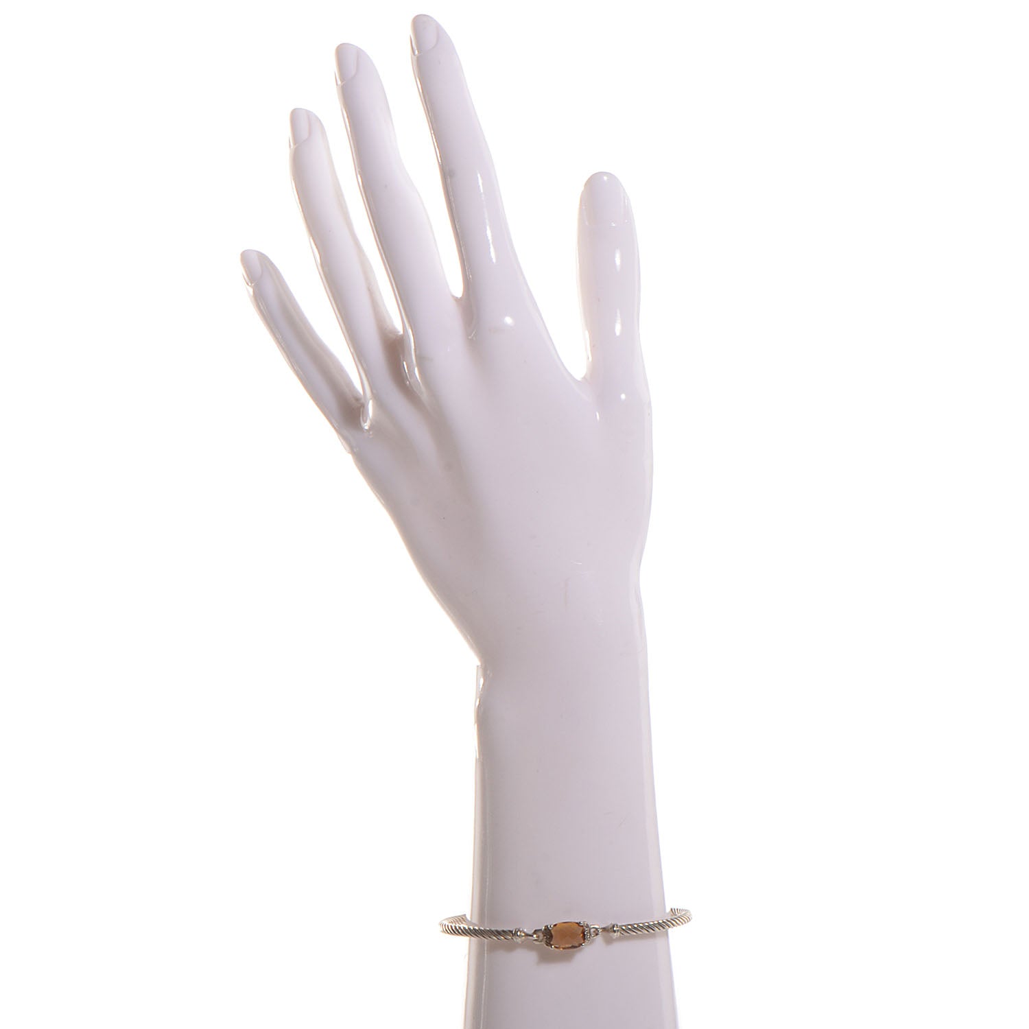David Yurman Sterling Silver Diamond Citrine 3mm Petite Wheaton Bracelet 2 of 4