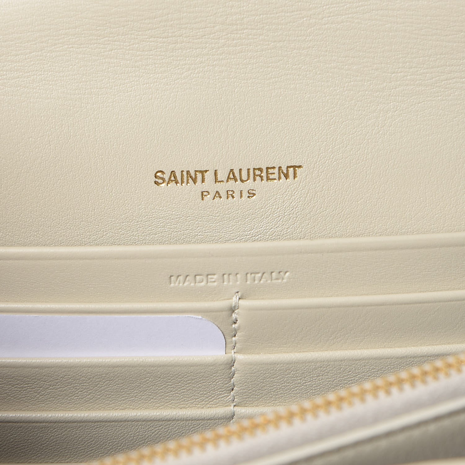 Saint Laurent Patent Calfskin Matelasse Monogram Vicky Chain Wallet Off White 6 of 8