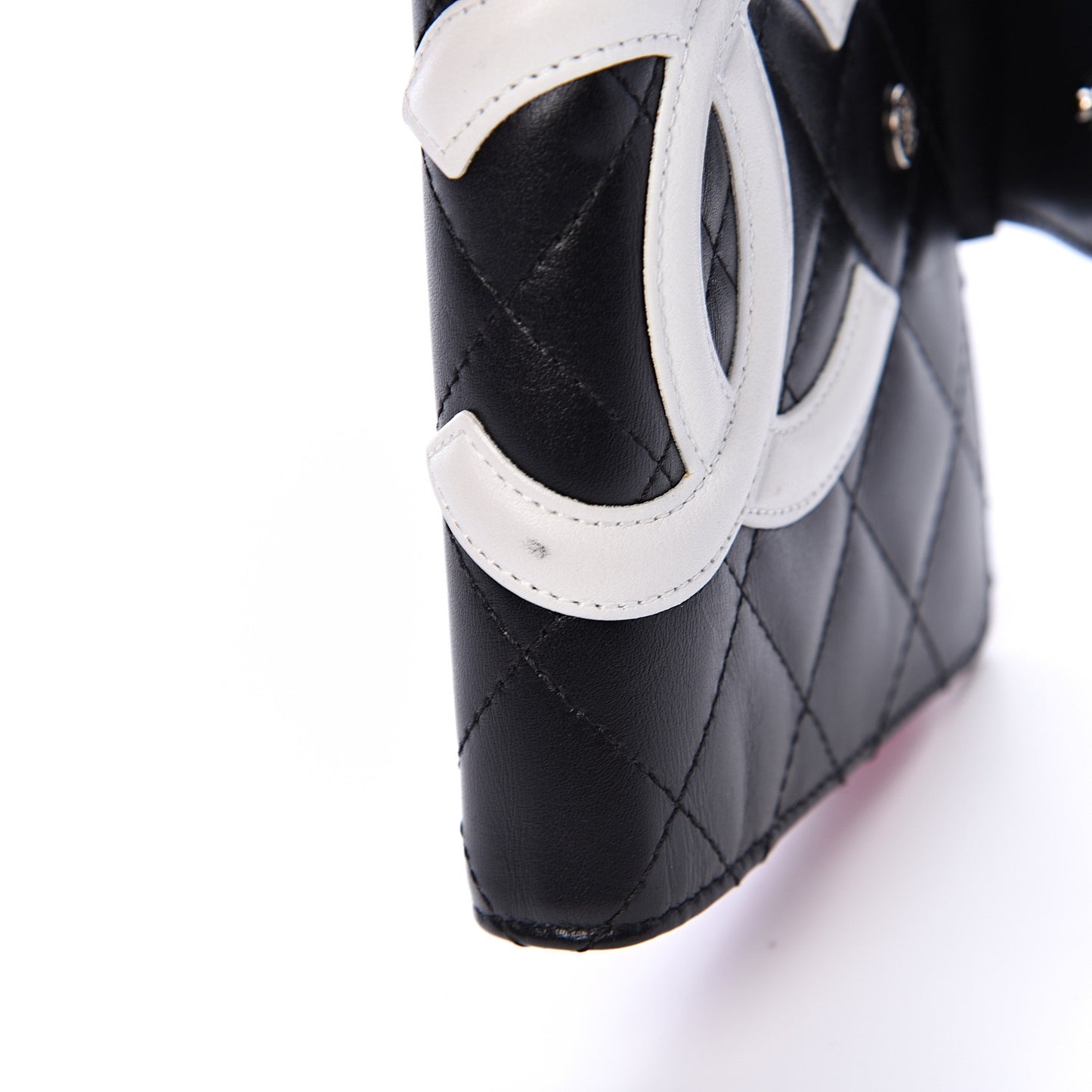Calfskin Quilted Small Cambon Agenda Planner Black White