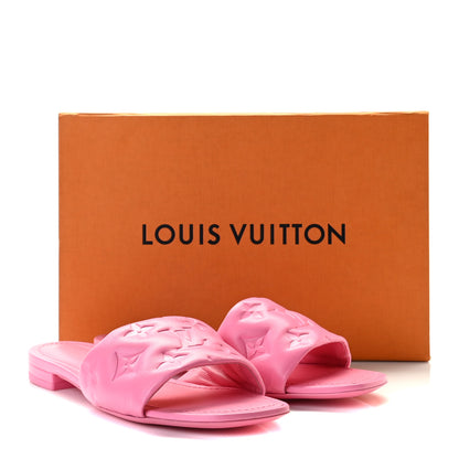Louis Vuitton Lambskin Embossed Monogram Revival Flat Mules 36 Rose Pop 9 of 9