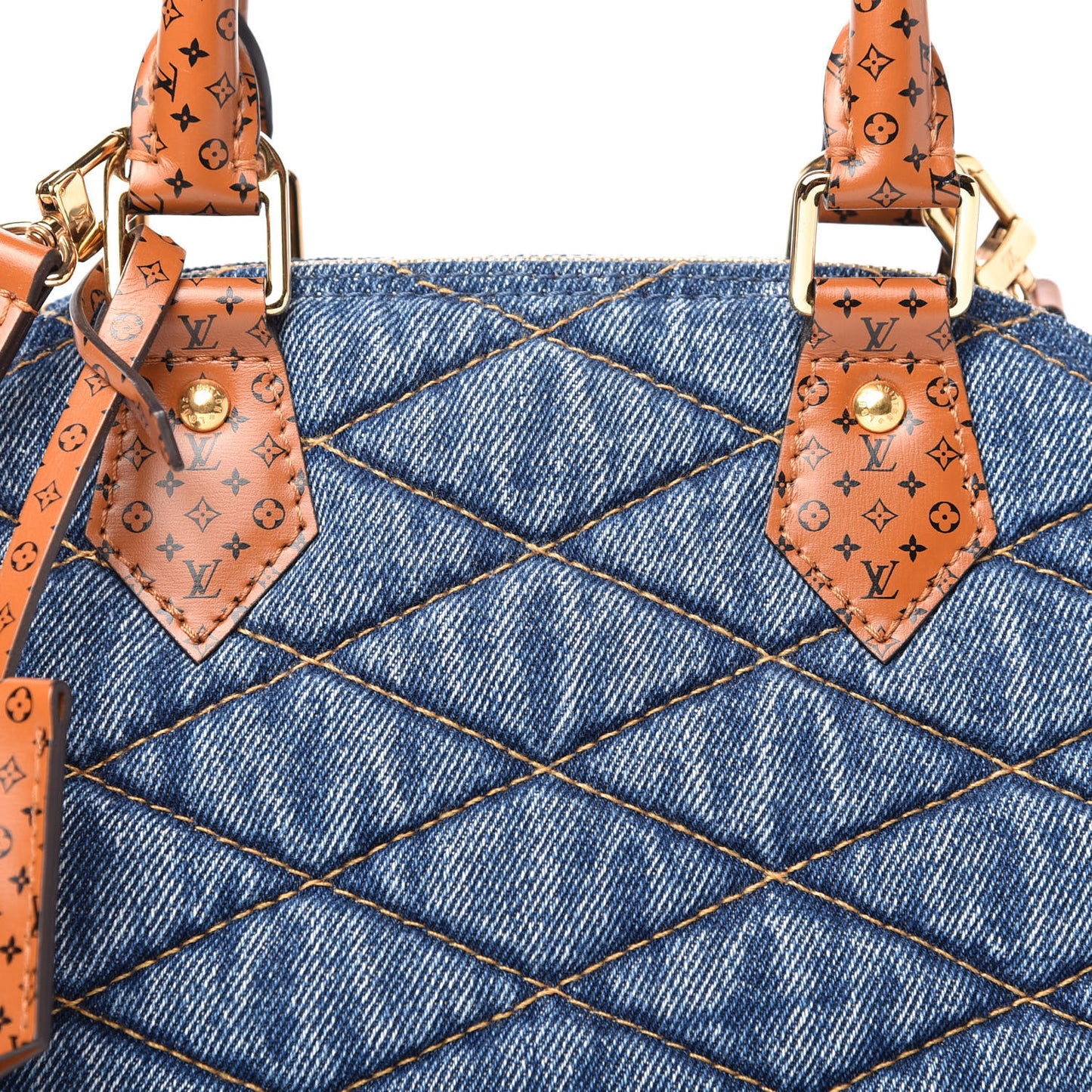Denim Calfskin Reverse Monogram Malletage Alma BB Blue