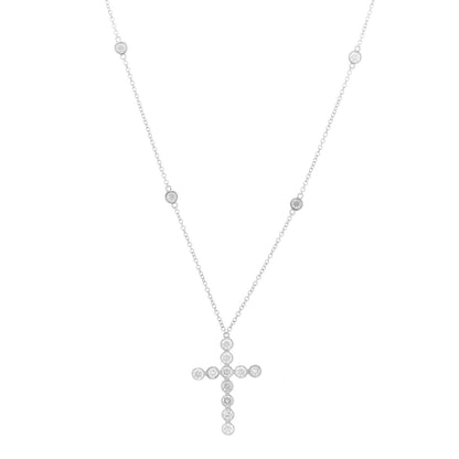 Tiffany Platinum Diamond Small Jazz Cross Pendant Necklace 1 of 5