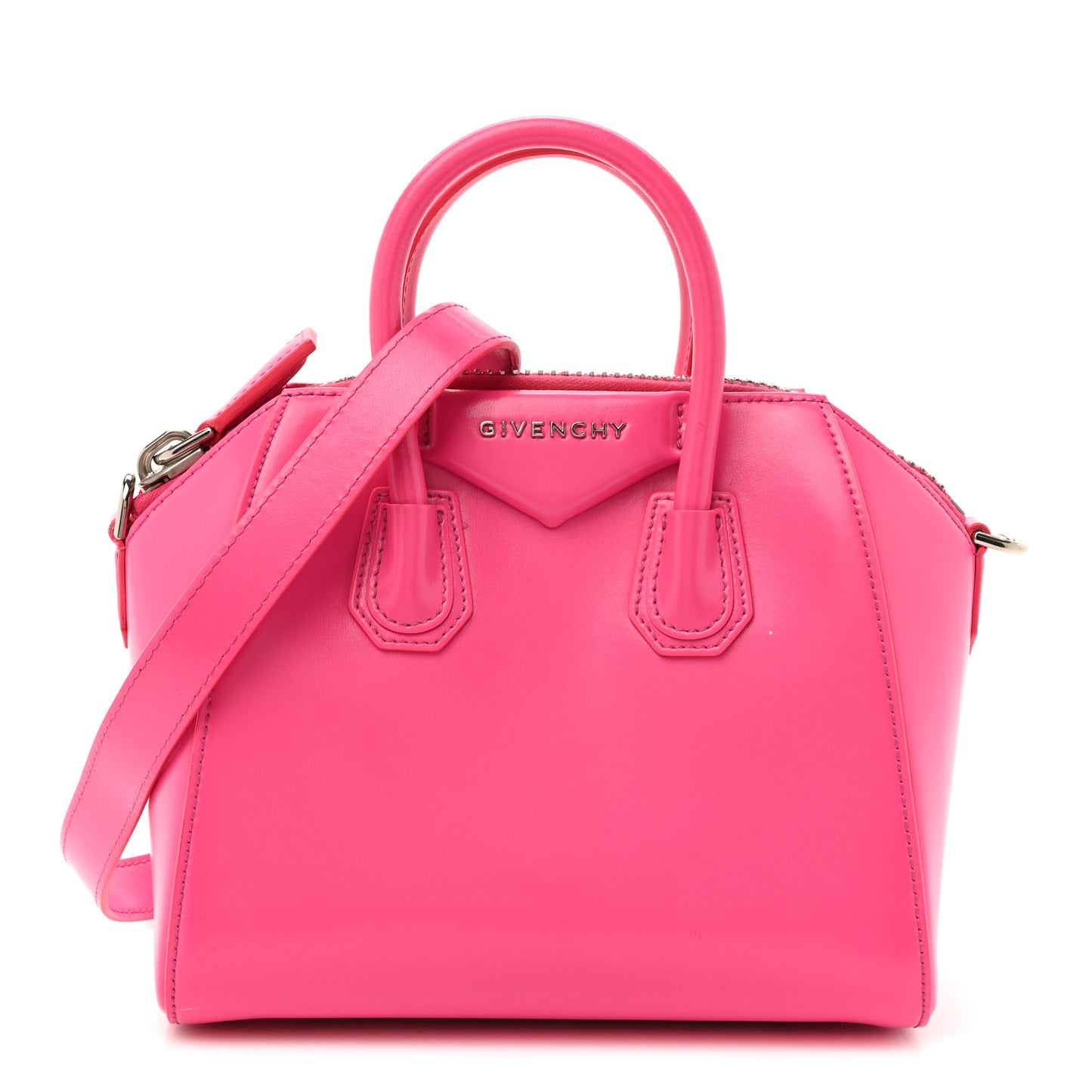 Shiny Lord Calfskin Mini Antigona Shocking Pink