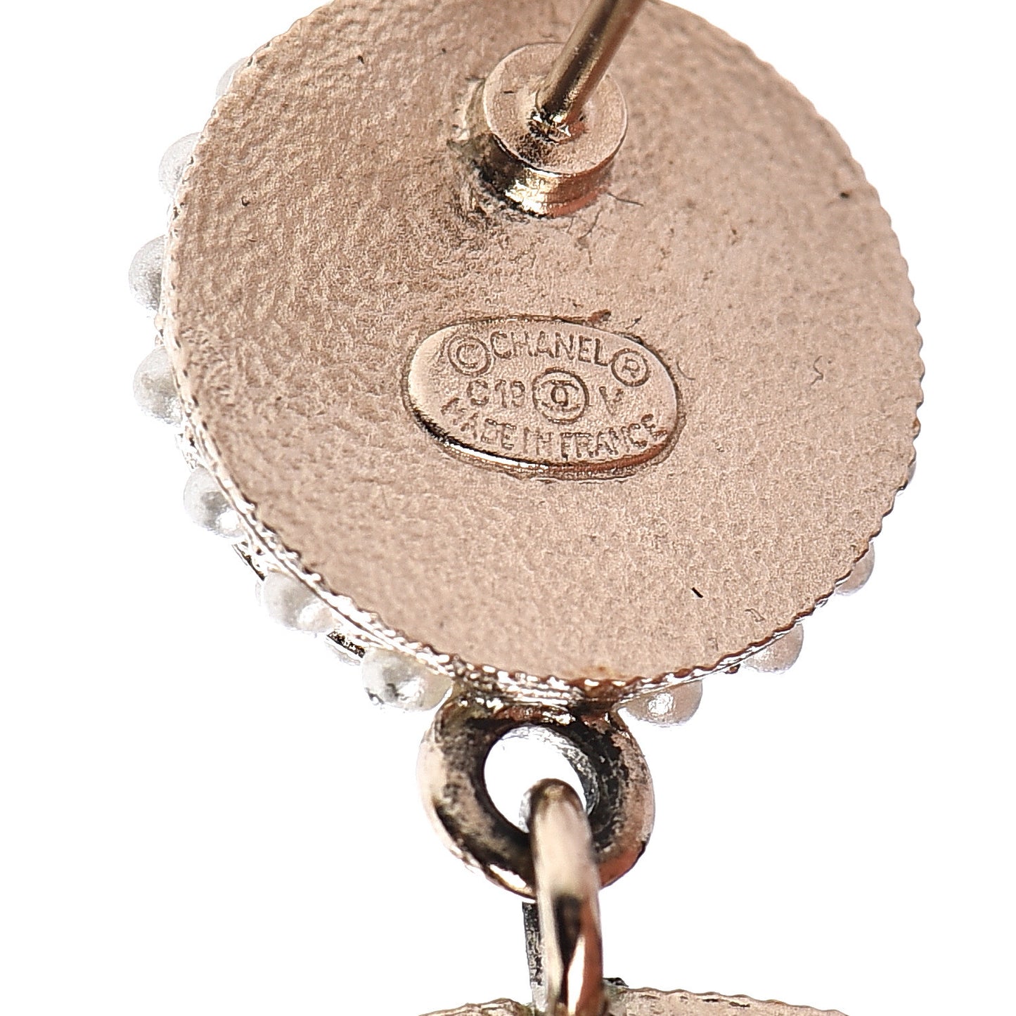 Pearl CC Drop Earrings Light Gold