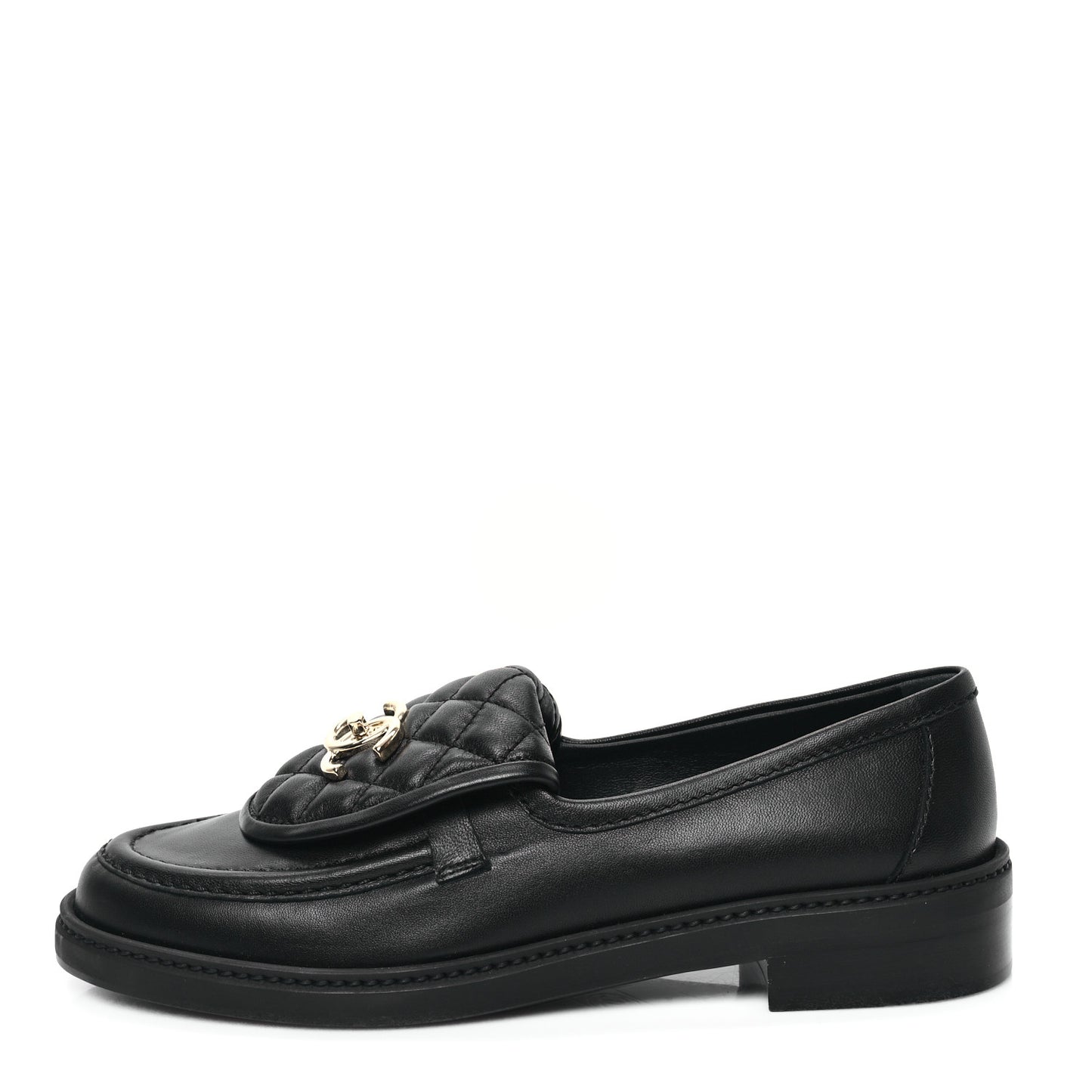 Lambskin Quilted CC Turnlock Loafers 38.5 Black