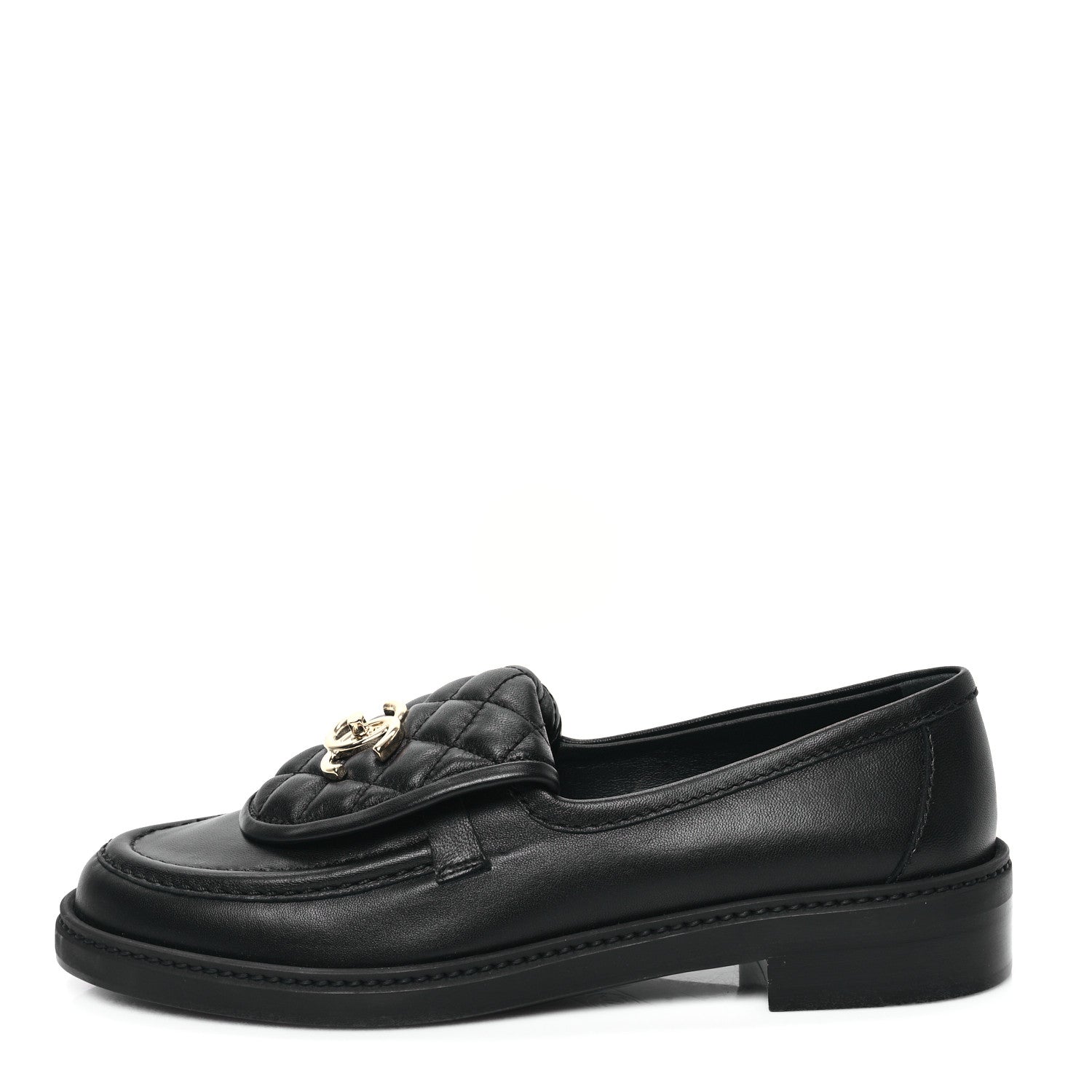 Chanel Lambskin Quilted CC Turnlock Loafers 38.5 Black 1 of 9