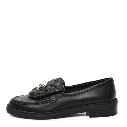 Chanel Lambskin Quilted CC Turnlock Loafers 38.5 Black 1 of 9