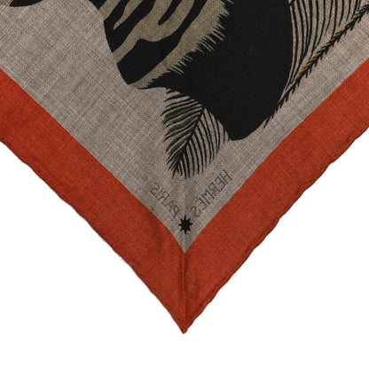 Hermes Cashmere Silk Zebra Pegasus Pointe Triangle Scarf Etoupe Bordeaux Black 2 of 5