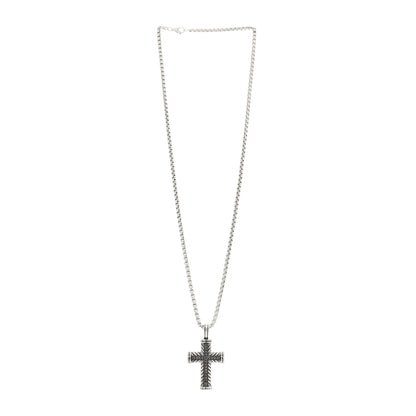 David Yurman Sterling Silver Black Diamond Chevron Cross Pave Pendant Necklace 2 of 4