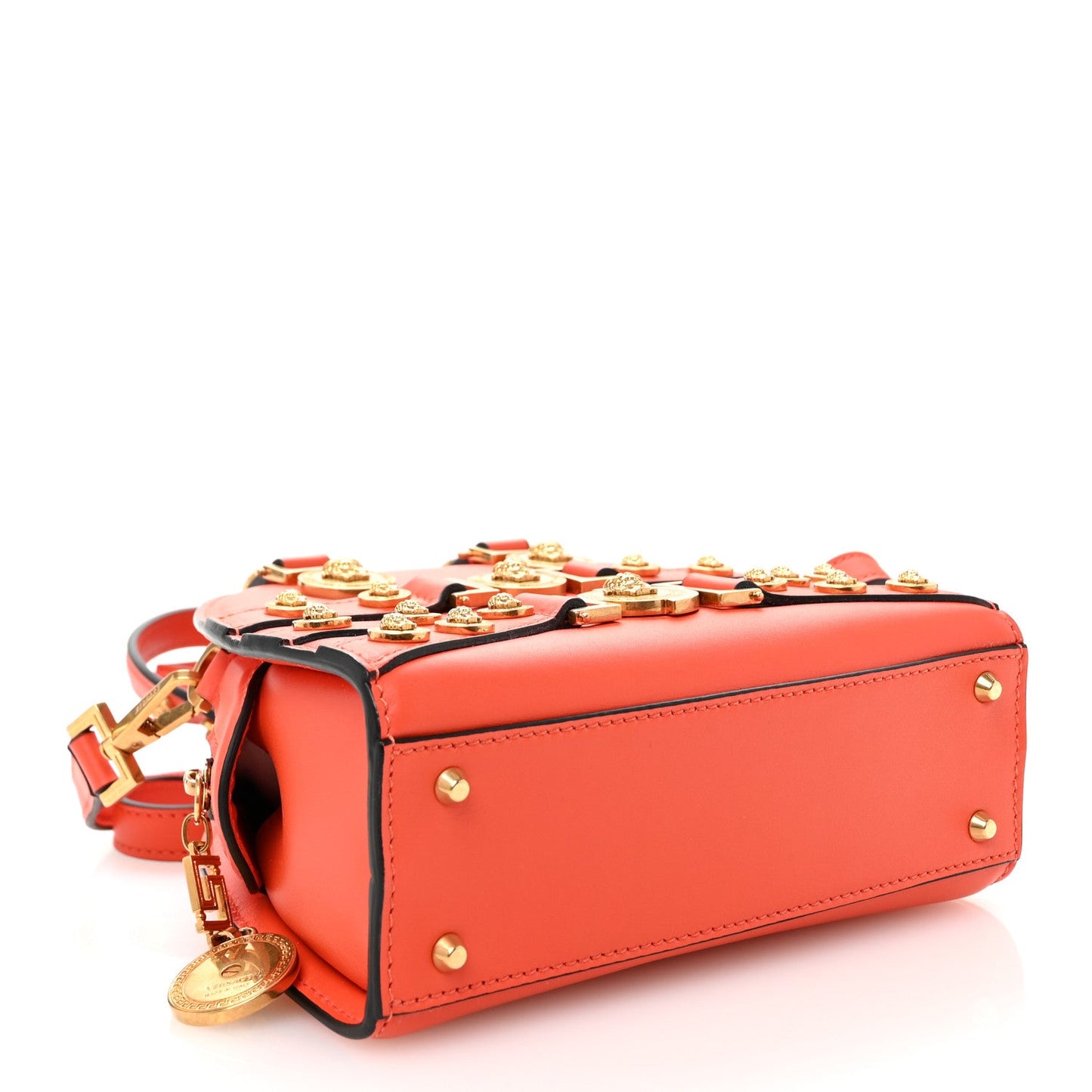 Calfskin Small Medallion Tribute Bowling Bag Orange