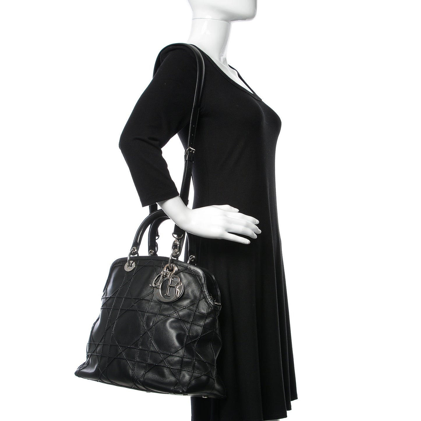 Lambskin Cannage Medium Granville Tote Black