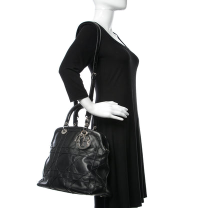 Christian Dior Lambskin Cannage Medium Granville Tote Black 2 of 8