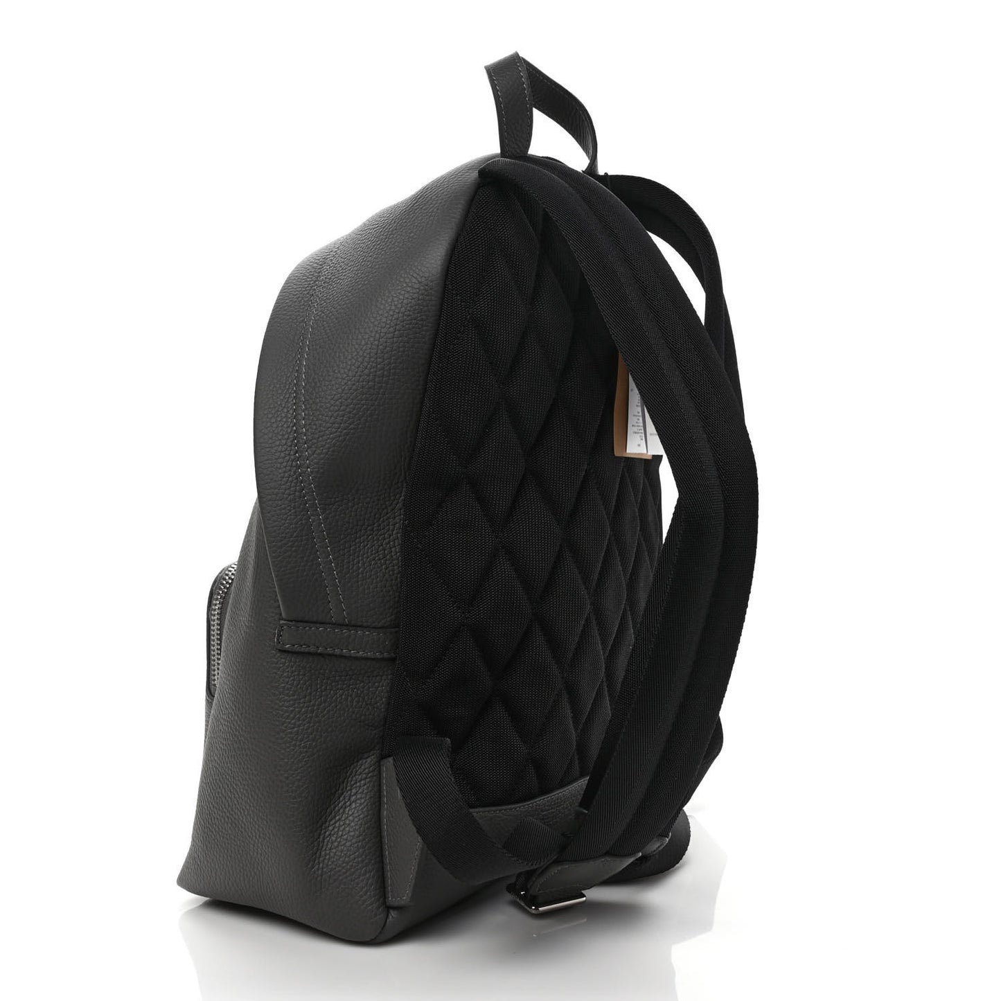 Calfskin Logo Embossed Backpack Charcoal Grey