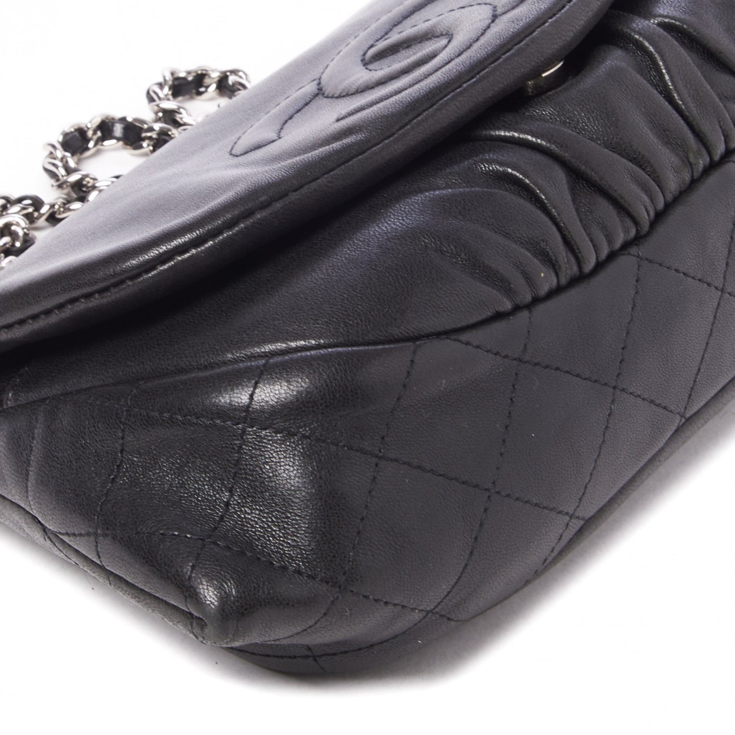 Lambskin Half Moon Wallet On Chain WOC Black