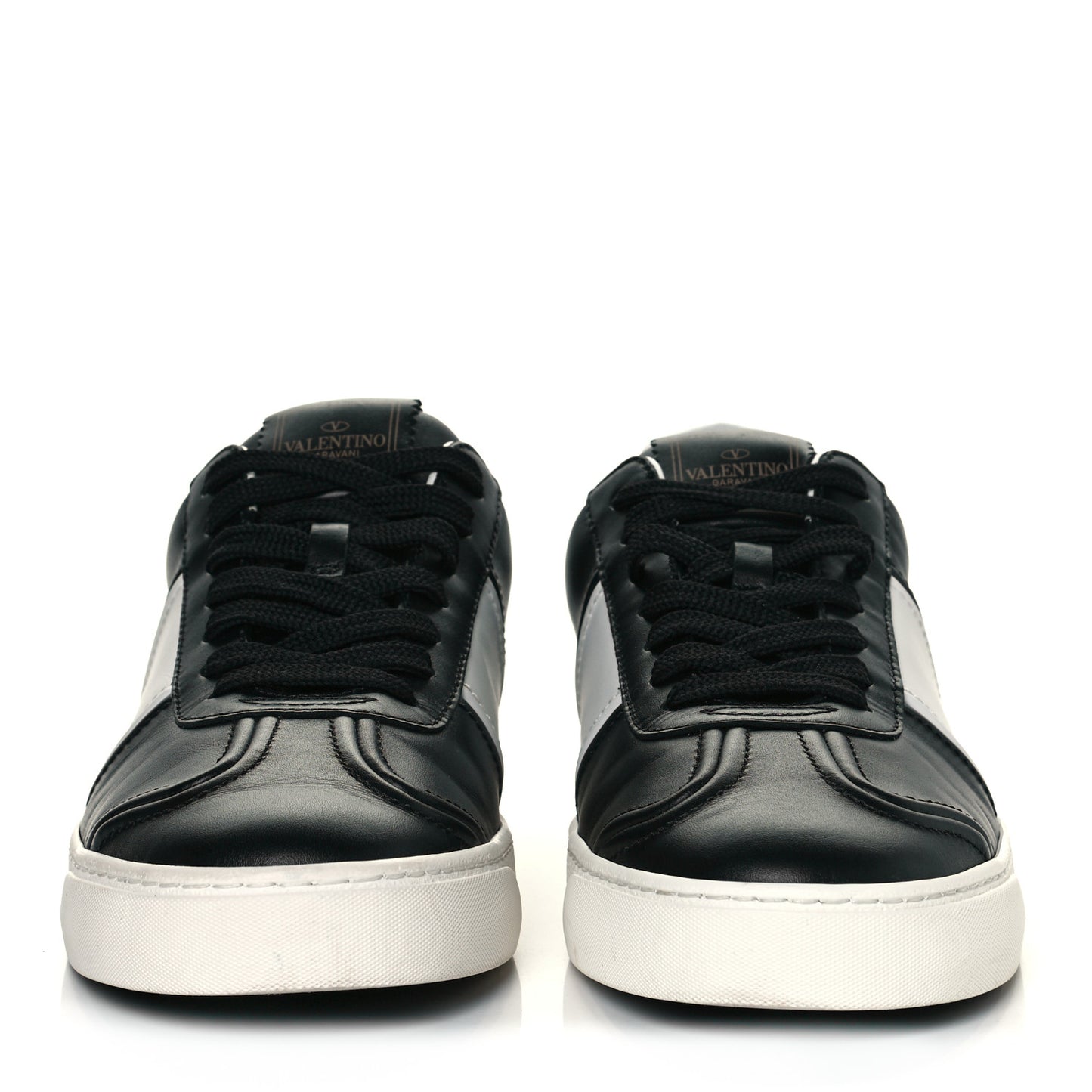 Calfskin Mens Rockstud Flycrew Sneakers 41 Black White