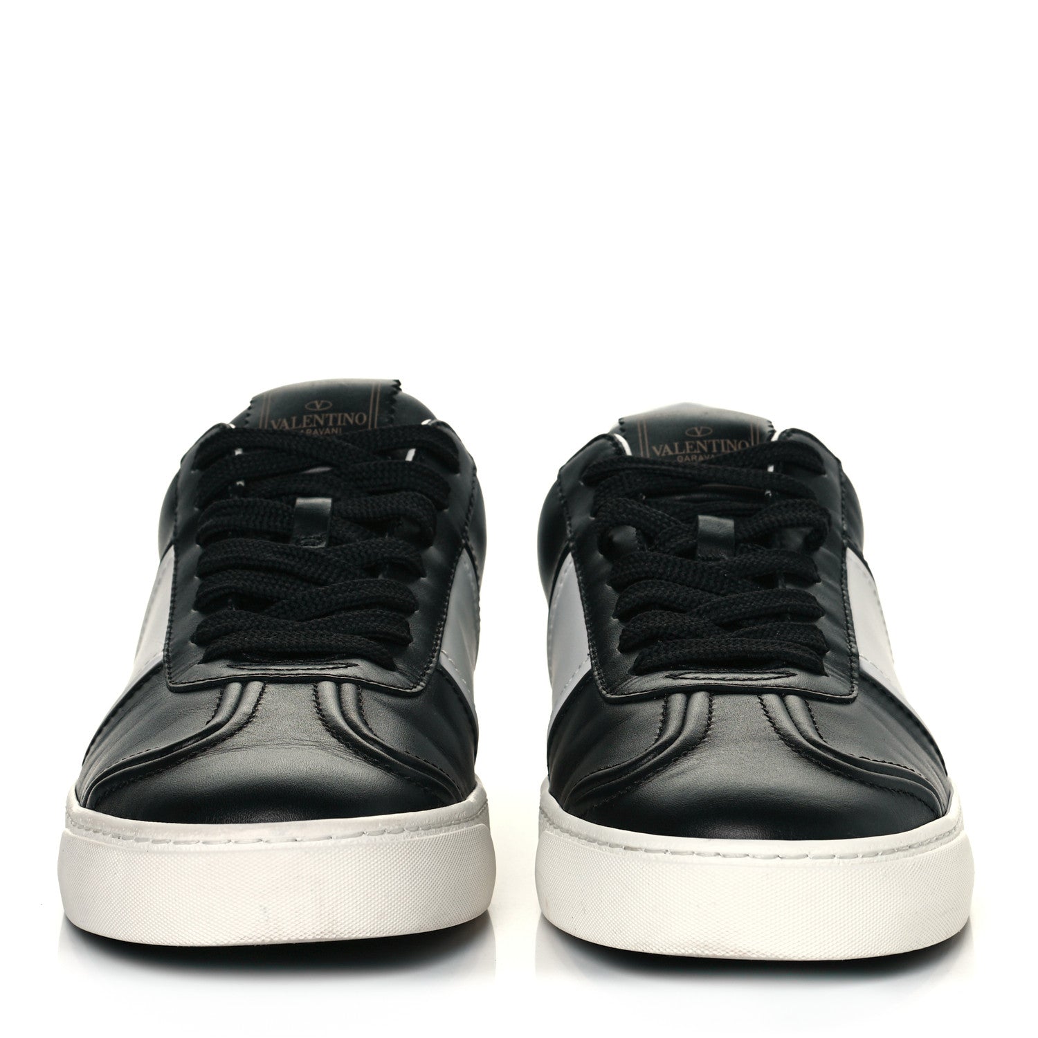 Valentino Garavani Calfskin Mens Rockstud Flycrew Sneakers 41 Black White 2 of 10