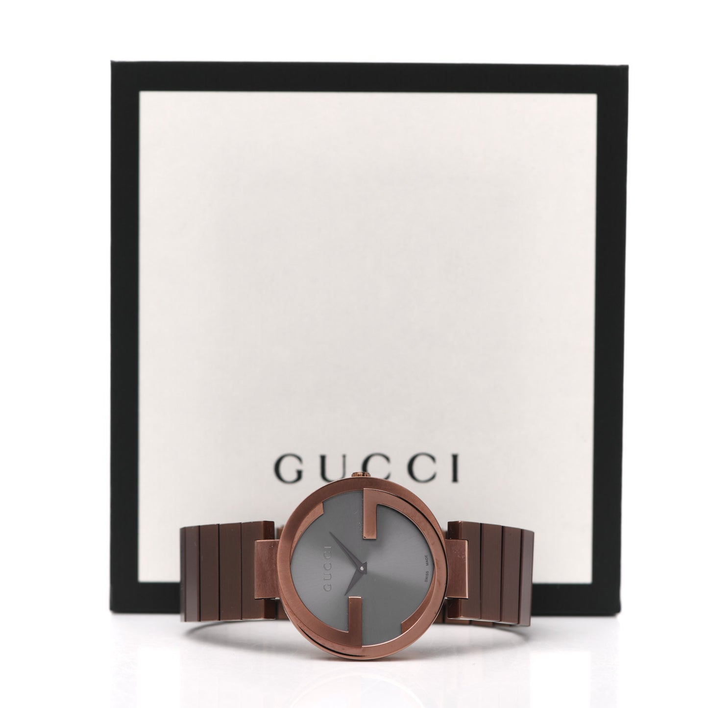 Stainless Steel 37mm Interlocking G Quartz Watch Brown