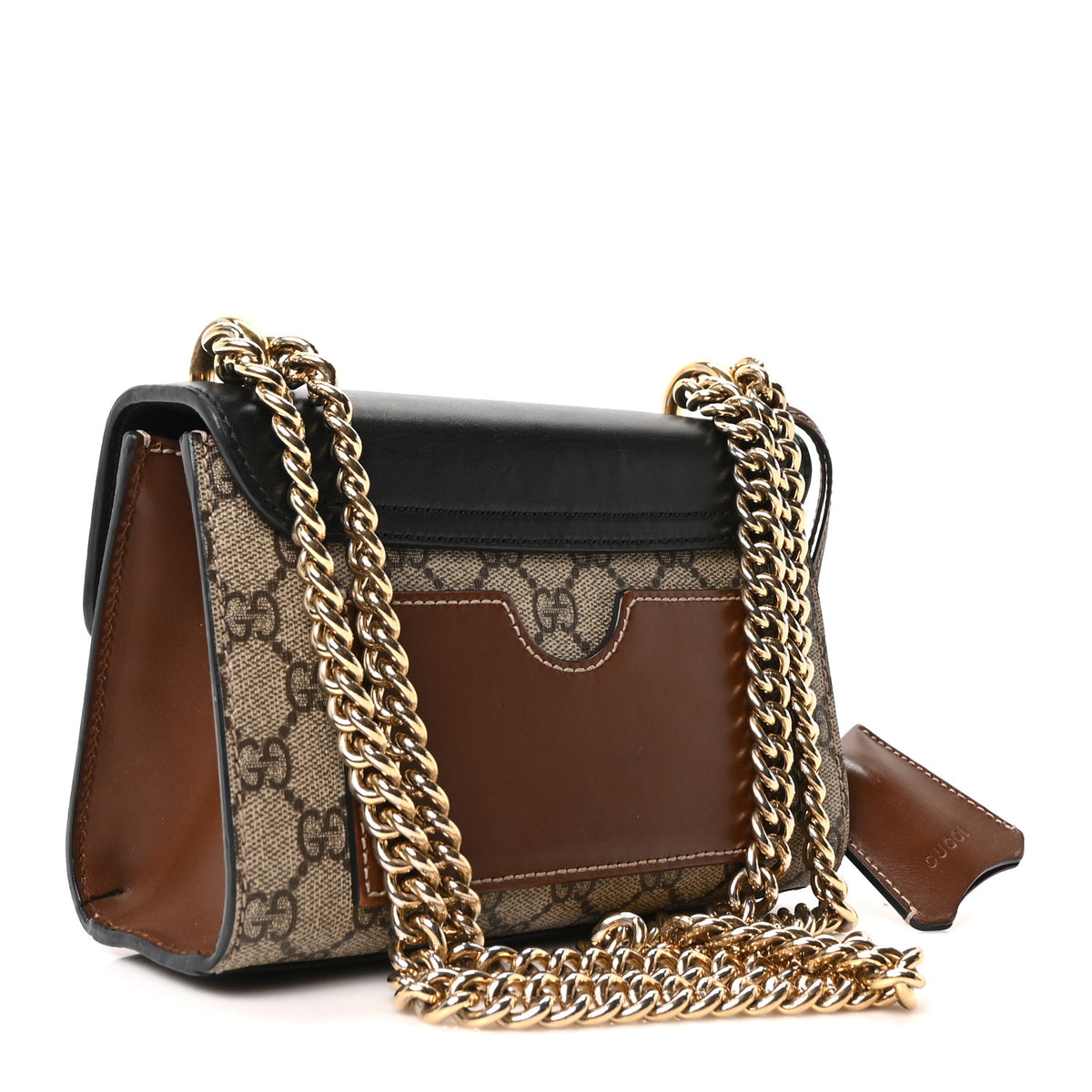GG Supreme Monogram Calfskin Small Padlock Shoulder Bag Beige Black Cuir