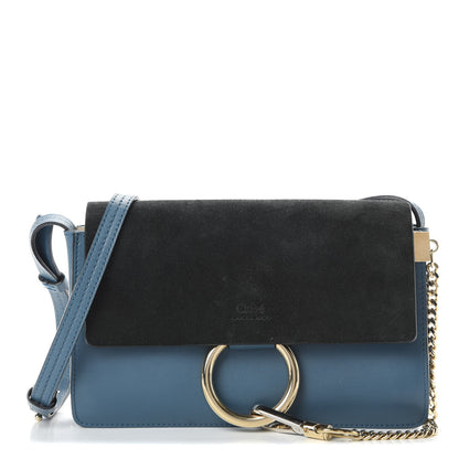 Chloe Suede Calfskin Small Faye Shoulder Bag Summer Blue Intense Green 1 of 12