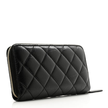 Chanel Aged Calfskin Quilted Small New York Charms 2.55 Reissue Zip Around Wallet Black 3 of 12