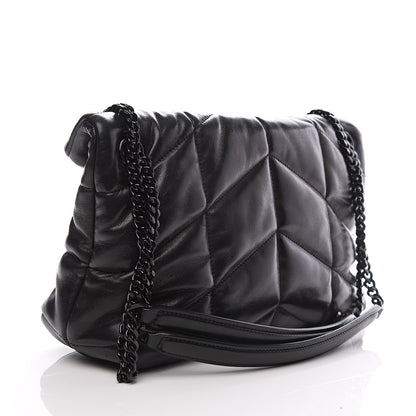 Saint Laurent Lambskin Quilted Small Loulou Puffer Monogram Chain Satchel Black 2 of 9