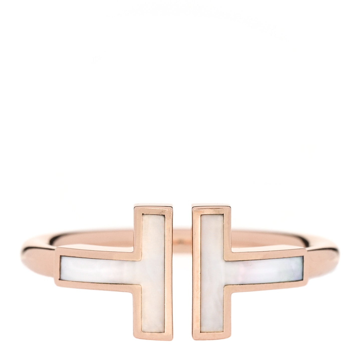 18K Rose Gold Mother of Pearl T Wire Ring 54/7