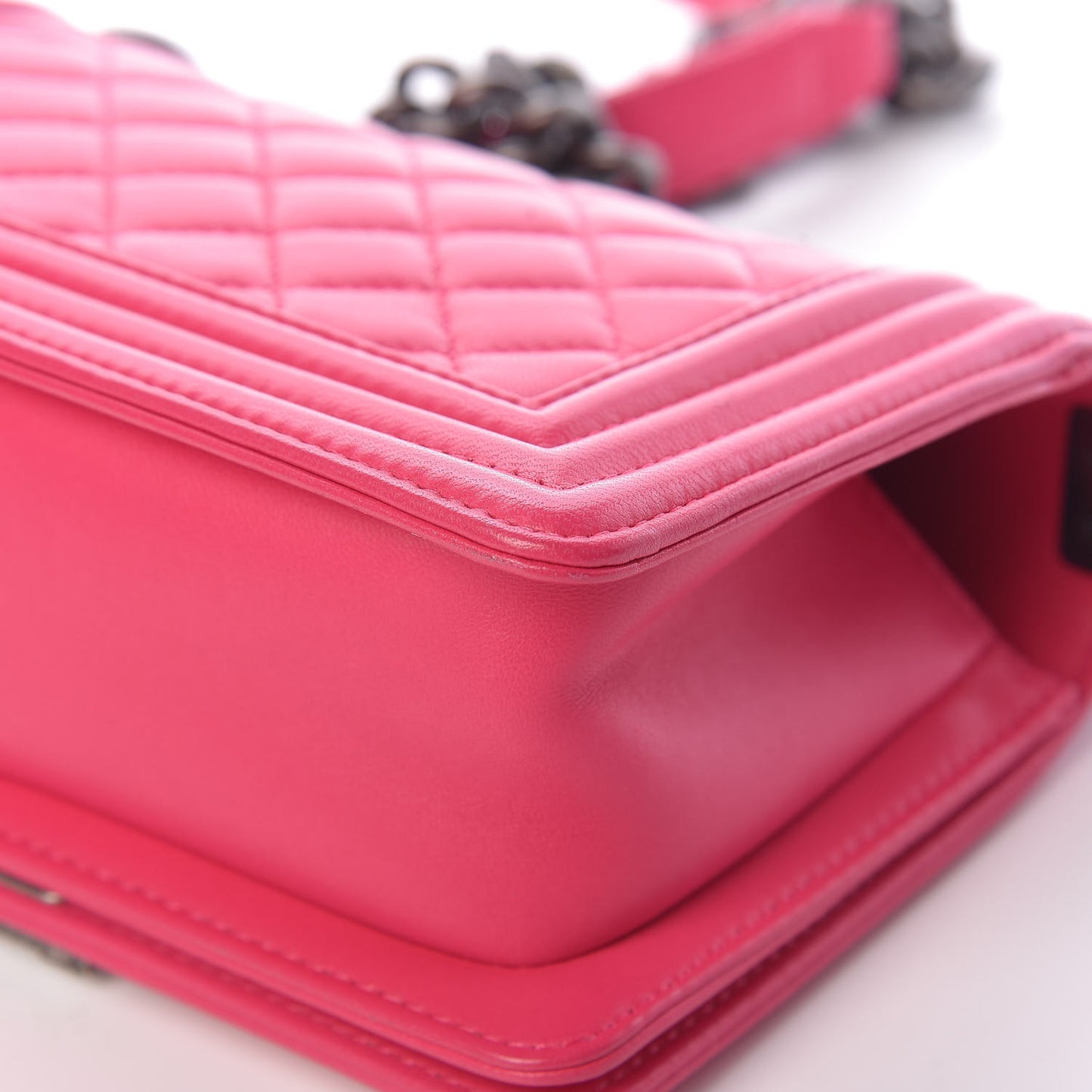 Lambskin Quilted Small Boy Flap Dark Pink