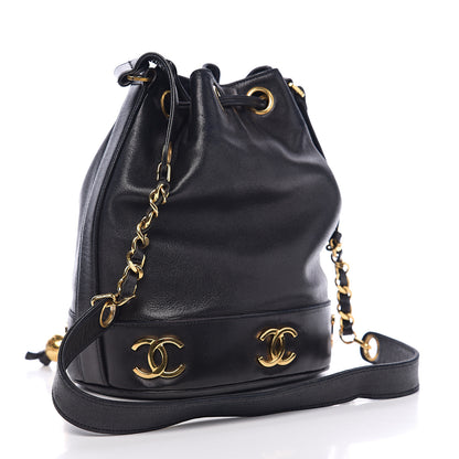 Chanel Lambskin CC Drawstring Shoulder Bag Black 3 of 11