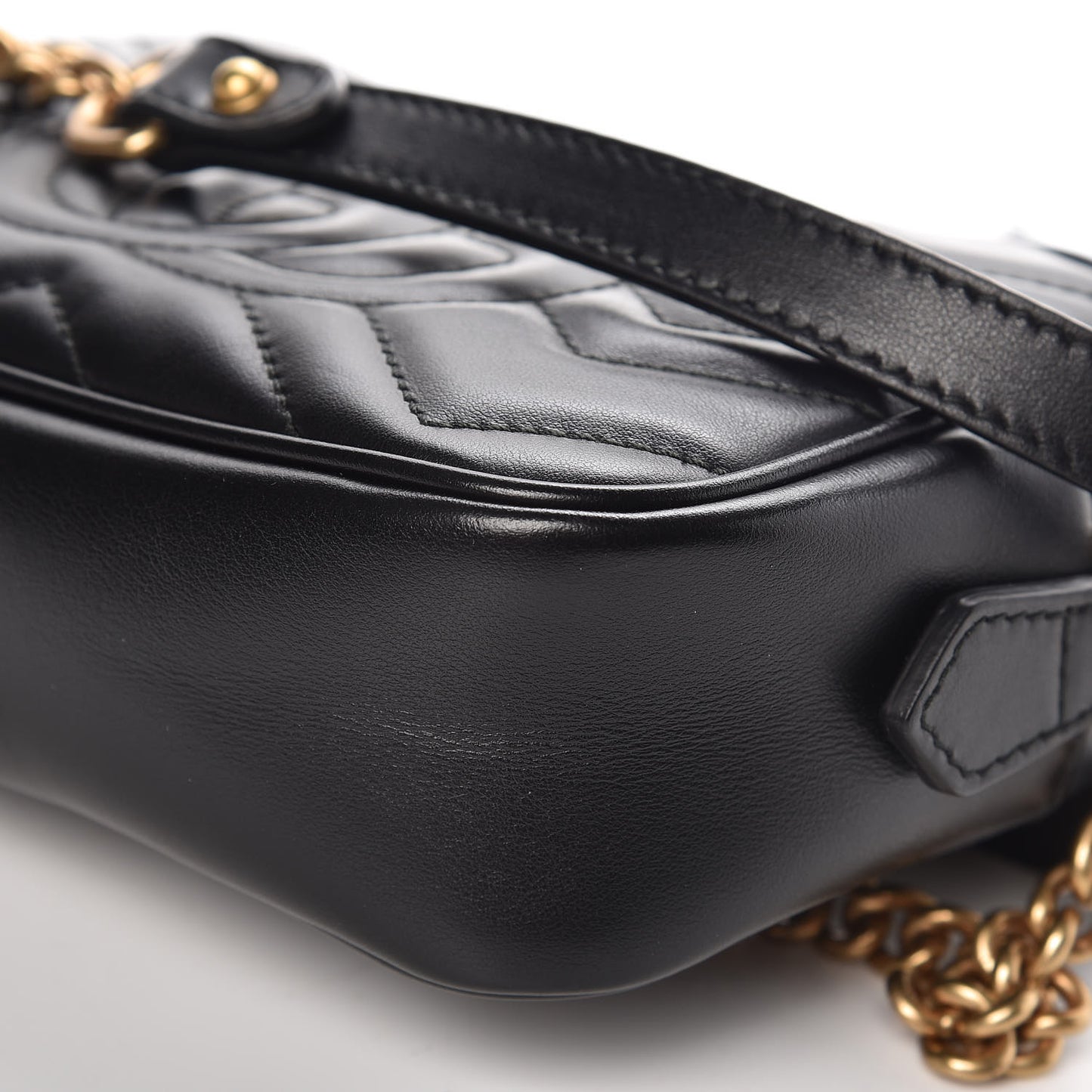 Calfskin Matelasse Mini GG Marmont Chain Shoulder Bag Black
