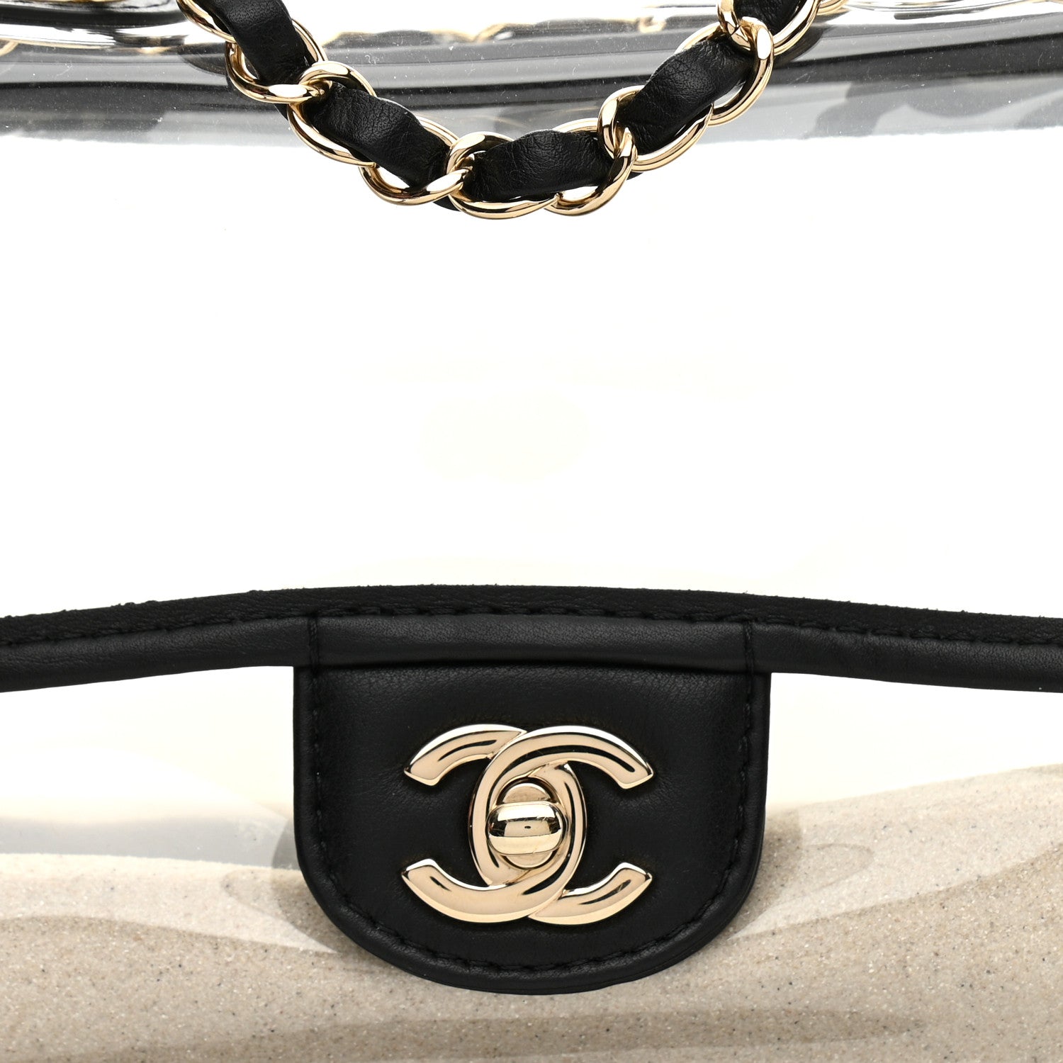 Chanel Lambskin PVC Sand By The Sea Flap With Pearl Strap Black 8 of 10