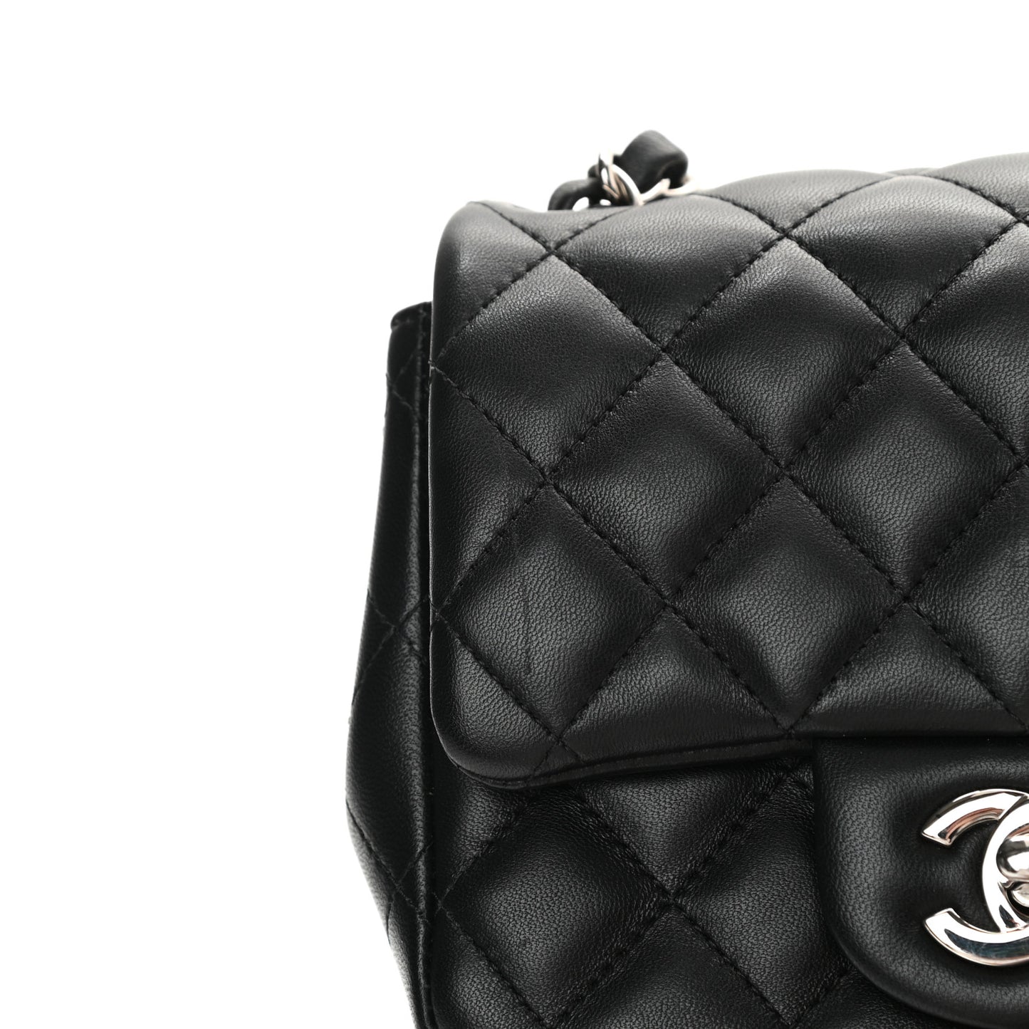 Lambskin Quilted Mini Square Flap Black