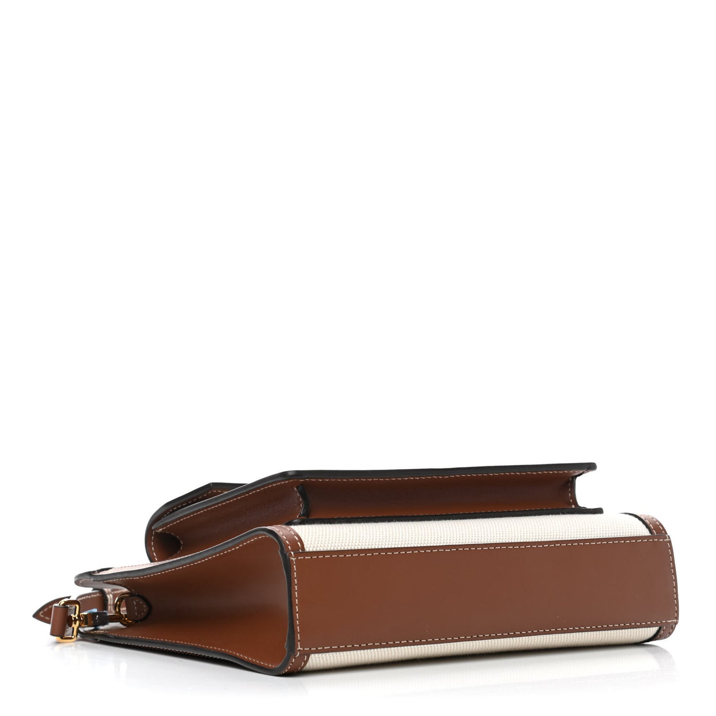 Canvas Smooth Calfskin Two Tone Mini Pocket Bag Tan